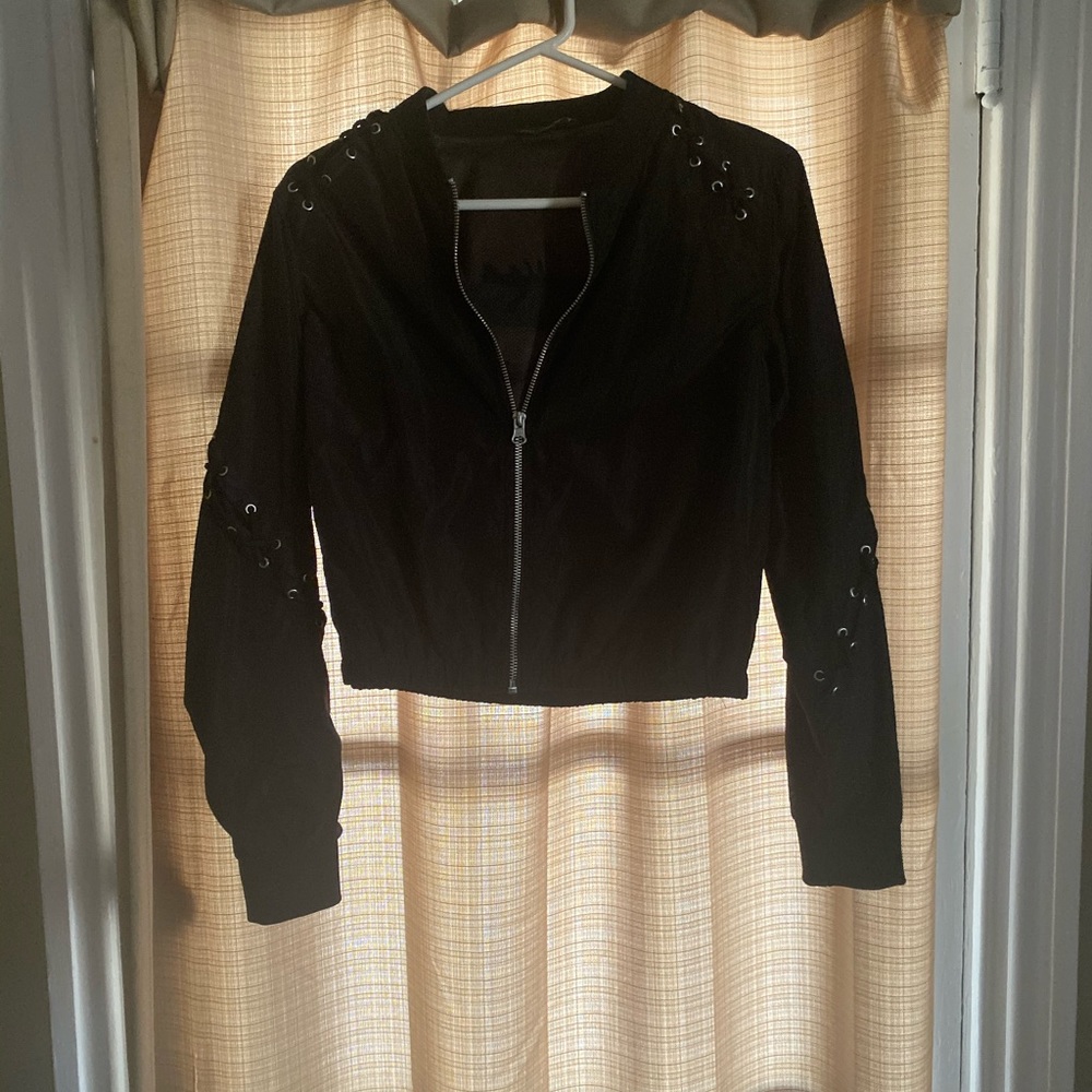 Black windbreaker